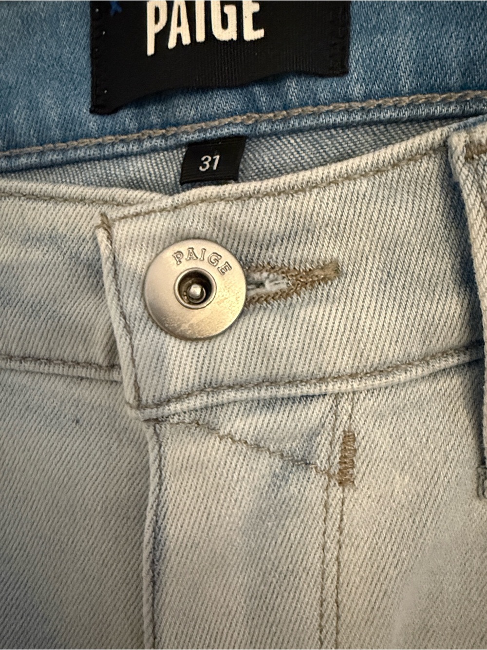 NWT PAIGE Lennox Vintage Inspired Slim Straight Distressed Jeans 31 Light Wash - Picture 4 of 10